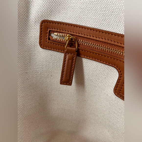 Saint Laurent Beatrix Panier Cut Out Tote Canvas with Leather New +dustbag *read - Picture 9 of 16